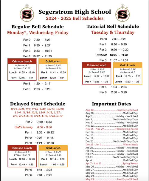 2024-2025 Bell Schedule